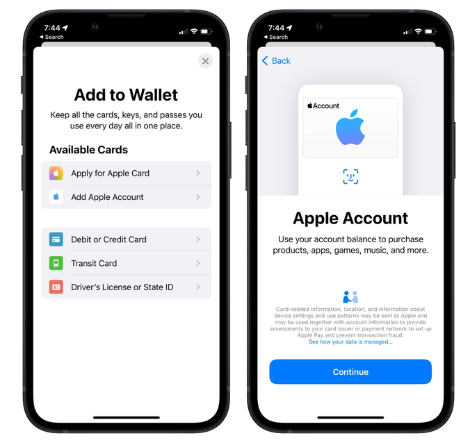 高埗镇苹果手机维修分享iOS 15.5钱包App如何添加 Apple 账户 
